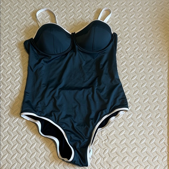 Albion Teal Green One-Piece Swimsuit with White Trim - Picture 1 of 6